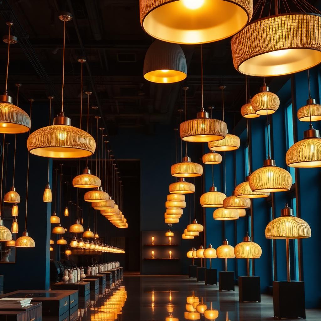 DHANEX lighting showroom at night